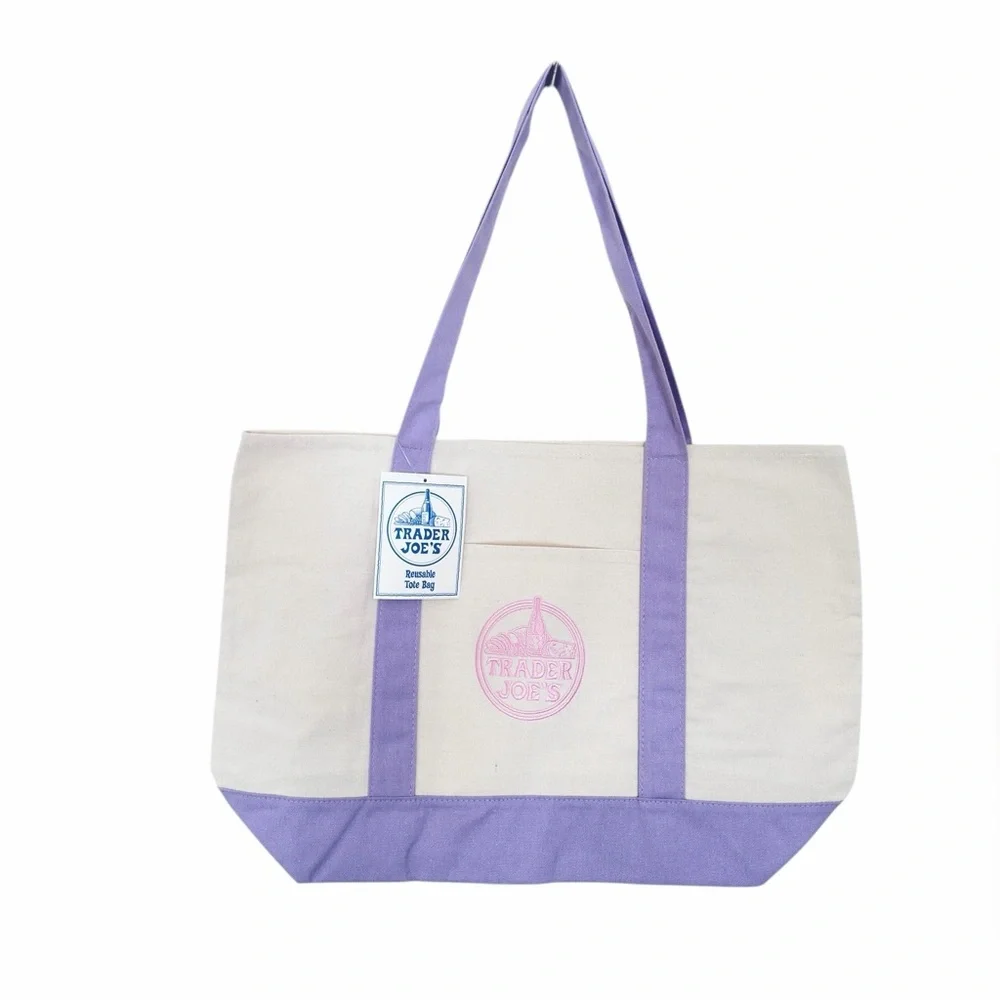 Trader Joe's Large Lavender Tote Bag NEW With Tags - Picture 3 of 8